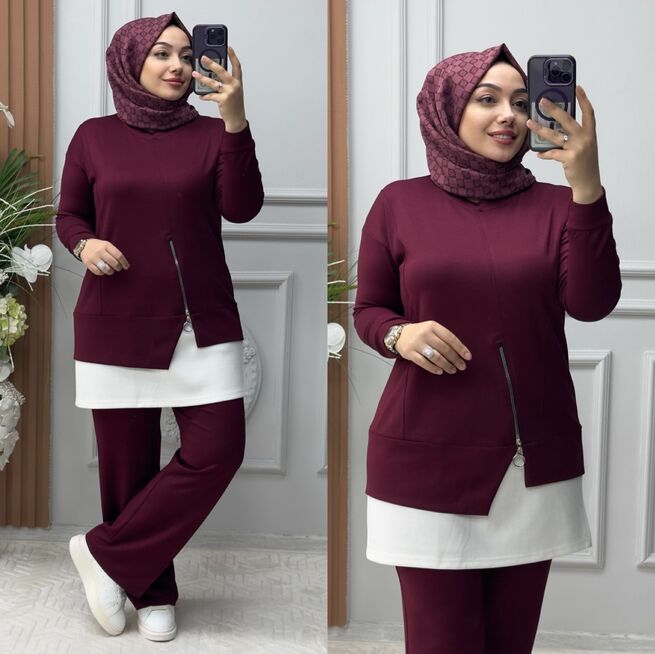 5430 MELİNA TAKIM K160 BORDO - 1