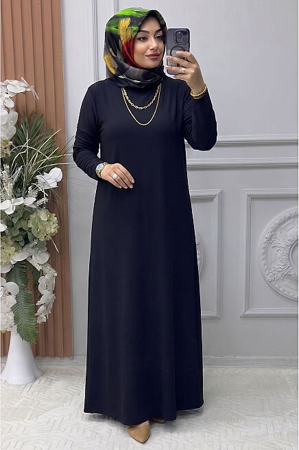 6480 BASİC SANDY ELBİSE K90 SİYAH - 1