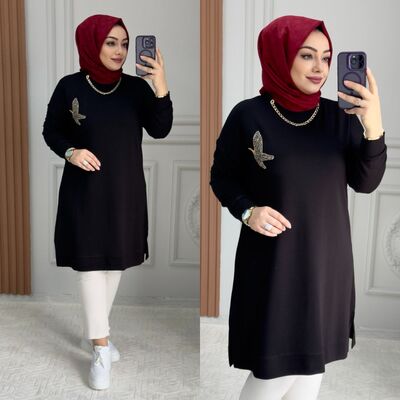 8780 KUŞLU TUNİK K70 SİYAH - 1